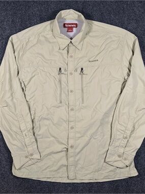 Simms Guide Fishing Shirt Mens L Light Green Long Sleeve Vented Outdoors